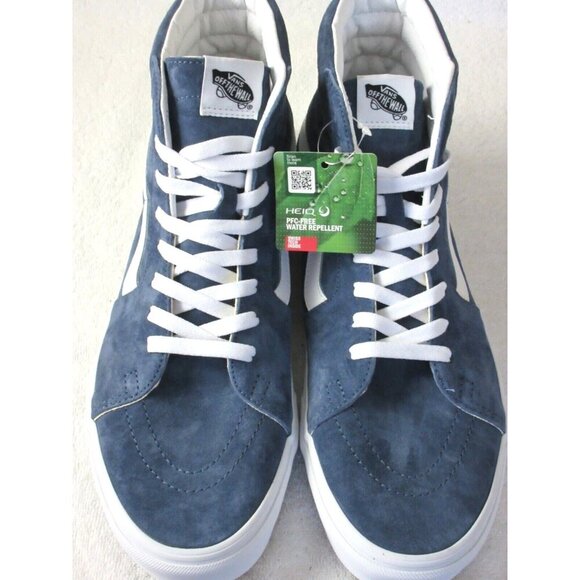 Vans Men's Sk8-Hi Pig Suede Vintage Indigo Blue White Skate shoes Size 13 NIB - Picture 3 of 5